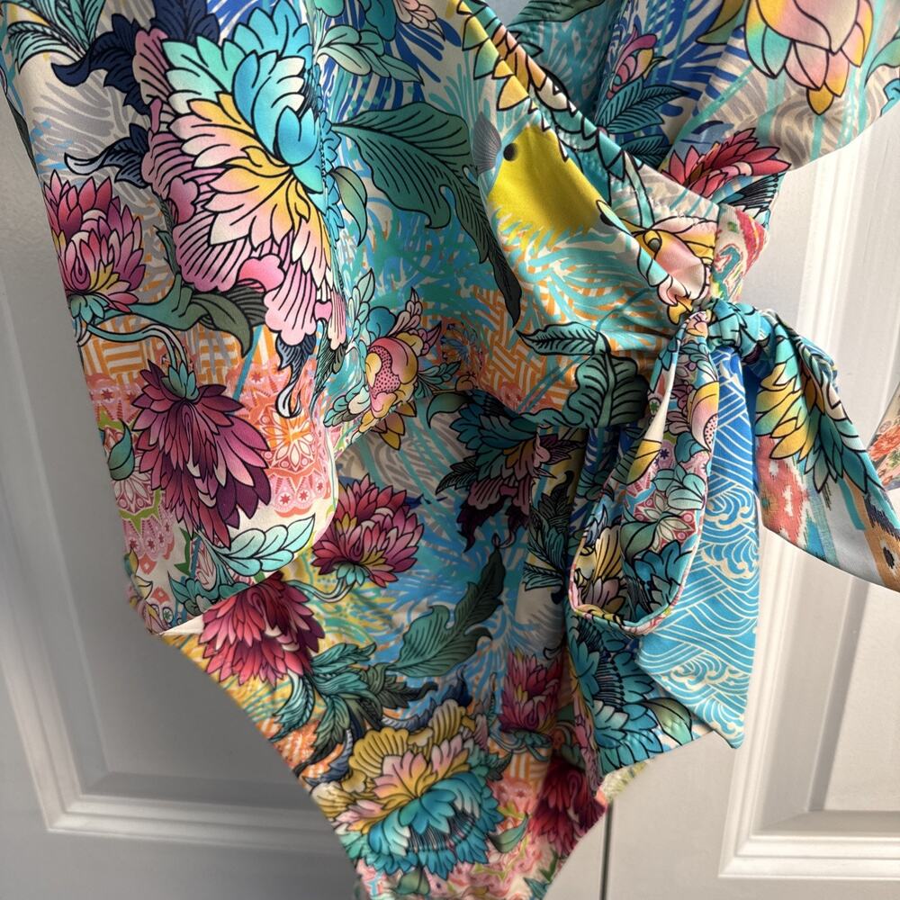 Johnny‎ Was Mixi Printed Wrap One Piece Swimsuit Multi Size M NWT - Picture 6 of 11